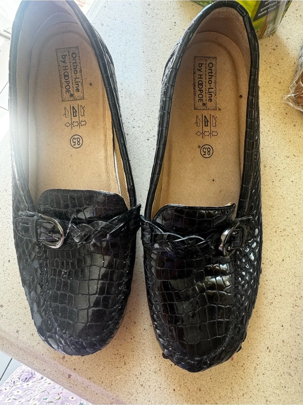 Black Croc-Embossed Leather Loafers